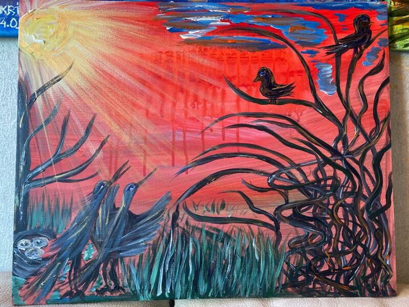 Esības un mīlestības trauslums. 40x50cm. Akrils. Uzdāvināts.